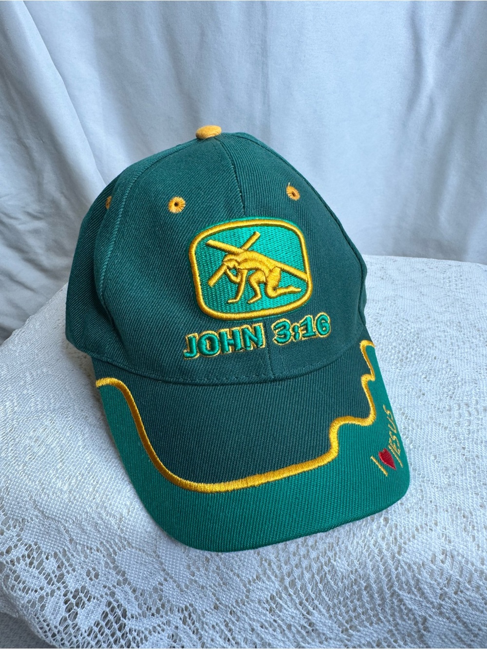 John 3:16 Parody John Deere Style Christian Adjustable Baseball Cap I Love Jesus